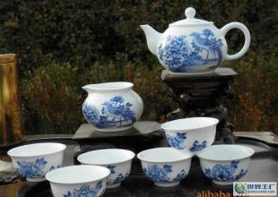 (全手工制作) 供应景德镇恒源 清雨轩 手绘青花粉彩8头茶具_礼品、工艺品、饰品_世界工厂网中国产品信息库